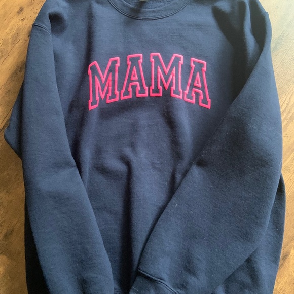 Gildan Navy Blue Mama Crew Neck Sweatshirt - Picture 1 of 4